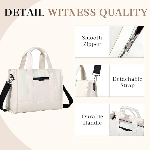Chase Chic Canvas Tote Bag with Zipper for Women, Multi Pocket Shoulder Crossbody Handbag Bag with Compartments for Work