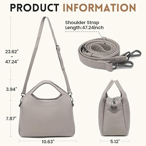 KOGTLA Genuine Leather Purses for Women, Crossbody Shoulder Bags with Top-Handle, Tote Satchel Handbags