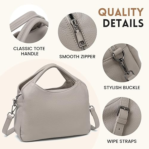 KOGTLA Genuine Leather Purses for Women, Crossbody Shoulder Bags with Top-Handle, Tote Satchel Handbags