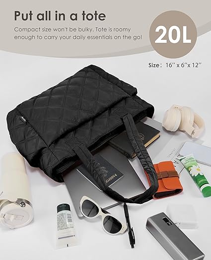 Chase Chic Canvas Tote Bag with Zipper for Women, Multi Pocket Shoulder Crossbody Handbag Bag with Compartments for Work