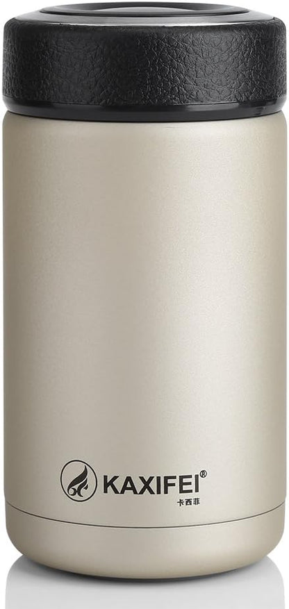 380ML Thermal Cup, Stainless Steel Vacuum Thermal Insulated Travel Mug Bottle Flask Coffee Cup Temperature Retaining up to 10 hours (Champagne)