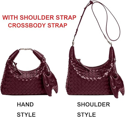 Handbag Crossbody Tote Bag for Women Small Hand Bag weave Vegan Leather Purse Clutch Women's Leather Medium Hobo Bag
