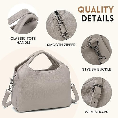KOGTLA Genuine Leather Purses for Women, Crossbody Shoulder Bags with Top-Handle, Tote Satchel Handbags