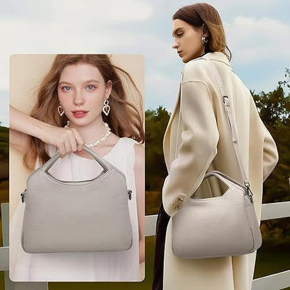 KOGTLA Genuine Leather Purses for Women, Crossbody Shoulder Bags with Top-Handle, Tote Satchel Handbags