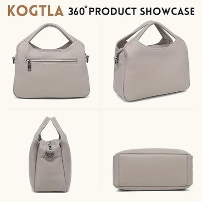 KOGTLA Genuine Leather Purses for Women, Crossbody Shoulder Bags with Top-Handle, Tote Satchel Handbags